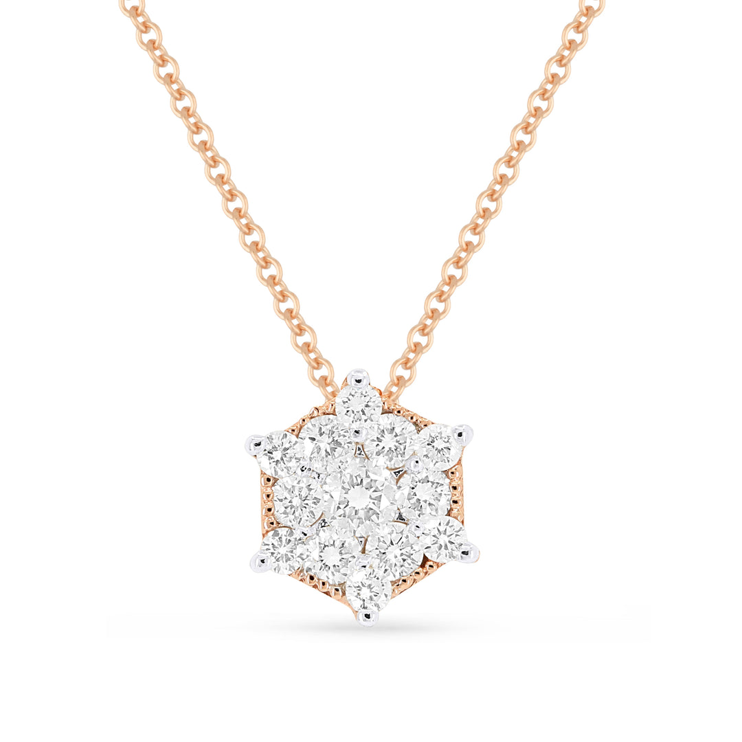 Beautiful Hand Crafted 14K Rose Gold White Diamond Lumina Collection Pendant