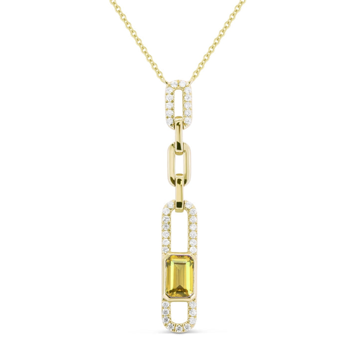 Beautiful Hand Crafted 14K Yellow Gold  Citrine And Diamond Essentials Collection Necklace