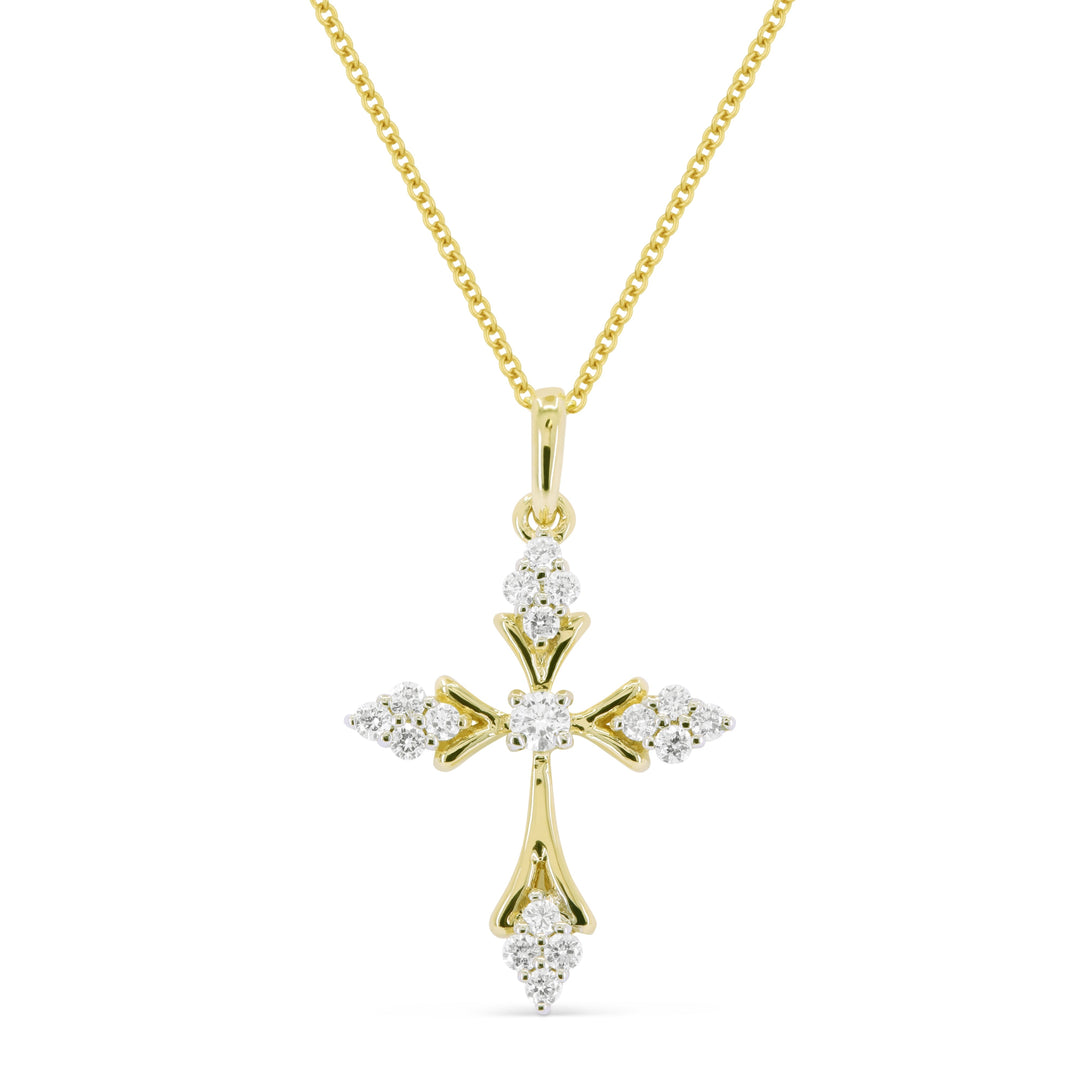 Beautiful Hand Crafted 14K Two Tone Gold White Diamond Religious Collection Pendant