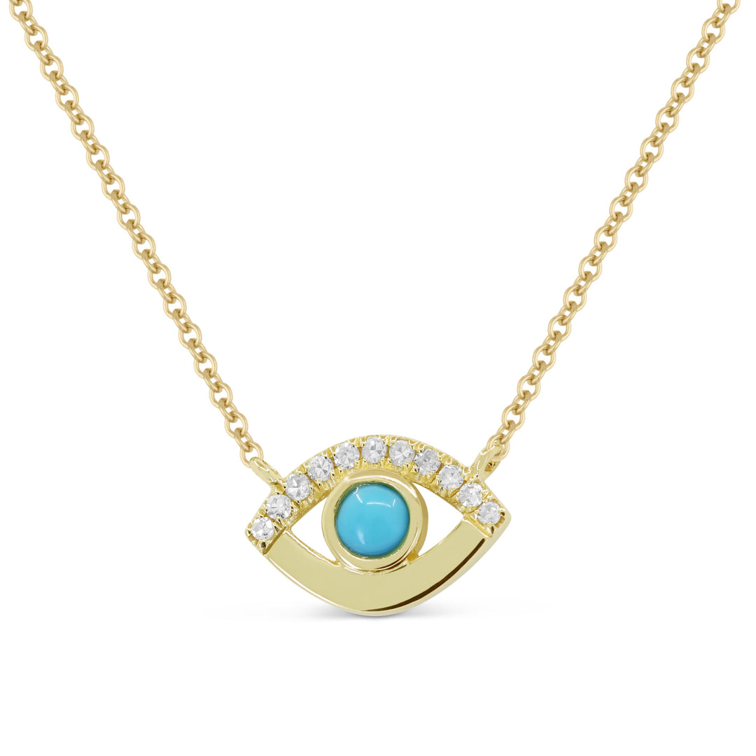 Beautiful Hand Crafted 14K Yellow Gold  Turquoise And Diamond Milano Collection Necklace