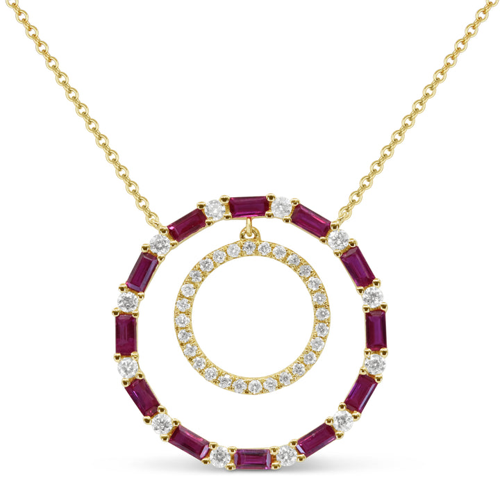 Beautiful Hand Crafted 14K Yellow Gold  Ruby And Diamond Arianna Collection Necklace