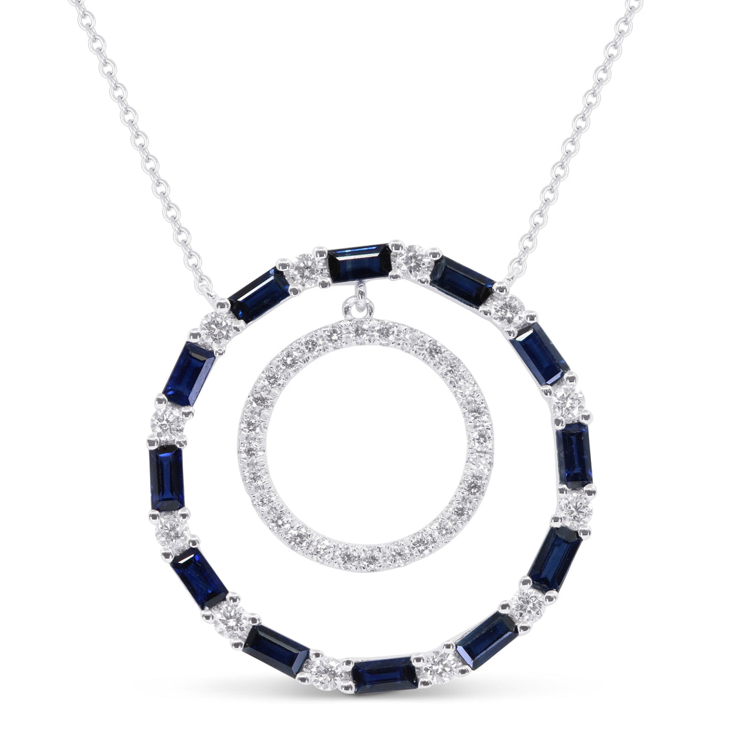 Beautiful Hand Crafted 14K Yellow Gold  Sapphire And Diamond Arianna Collection Necklace