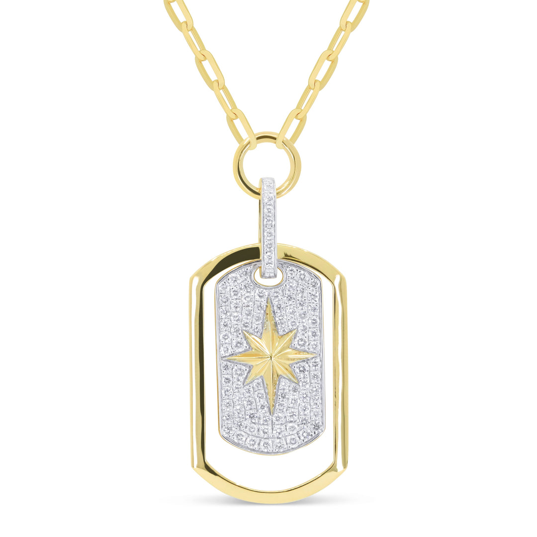 Beautiful Hand Crafted 14K Two Tone Gold White Diamond Milano Collection Pendant