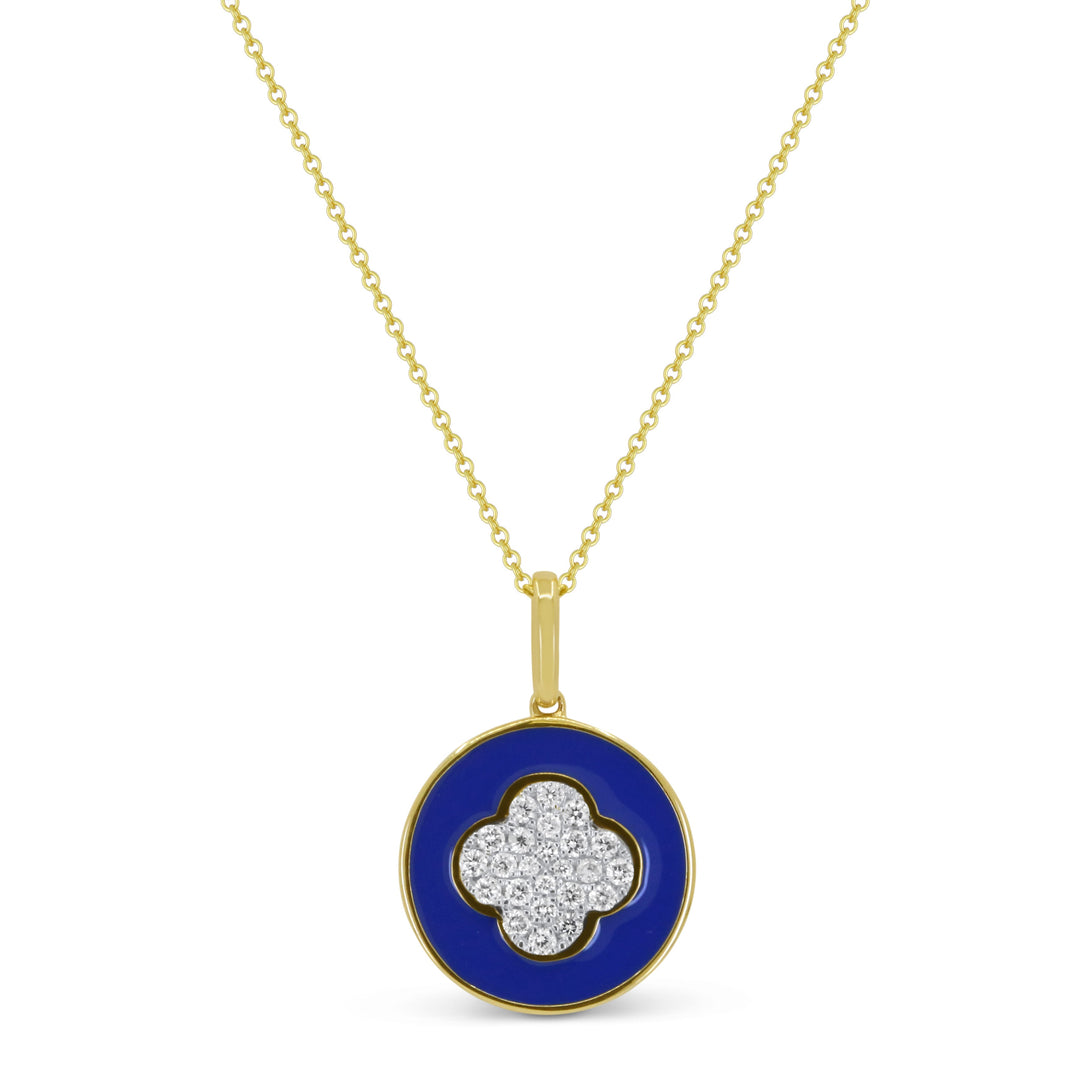 Beautiful Hand Crafted 14K Yellow Gold  Enamel And Diamond Milano Collection Pendant