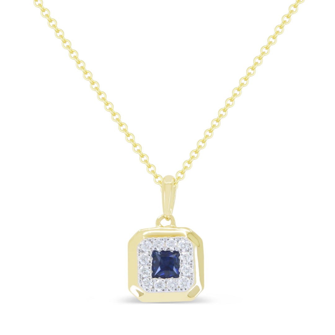 Beautiful Hand Crafted 14K Yellow Gold 3MM Sapphire And Diamond Arianna Collection Pendant