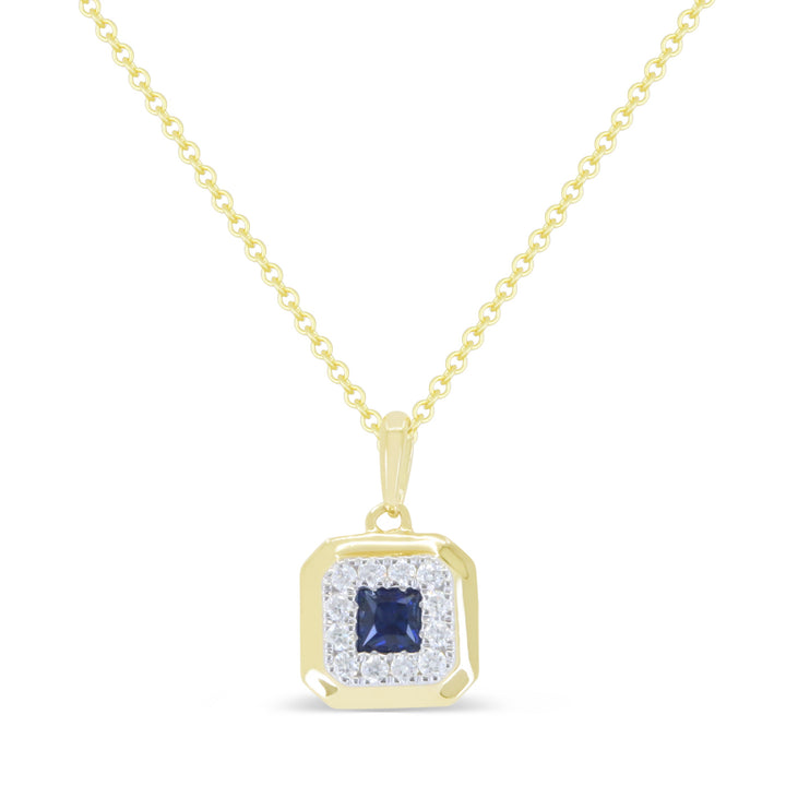 Beautiful Hand Crafted 14K Yellow Gold 3MM Sapphire And Diamond Arianna Collection Pendant