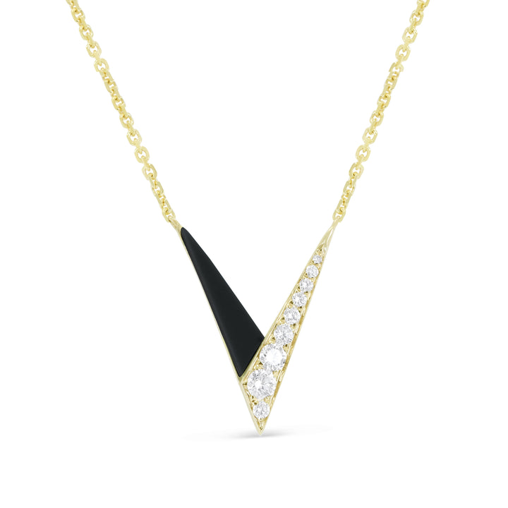 Beautiful Hand Crafted 14K Yellow Gold  Black Onyx And Diamond Milano Collection Necklace