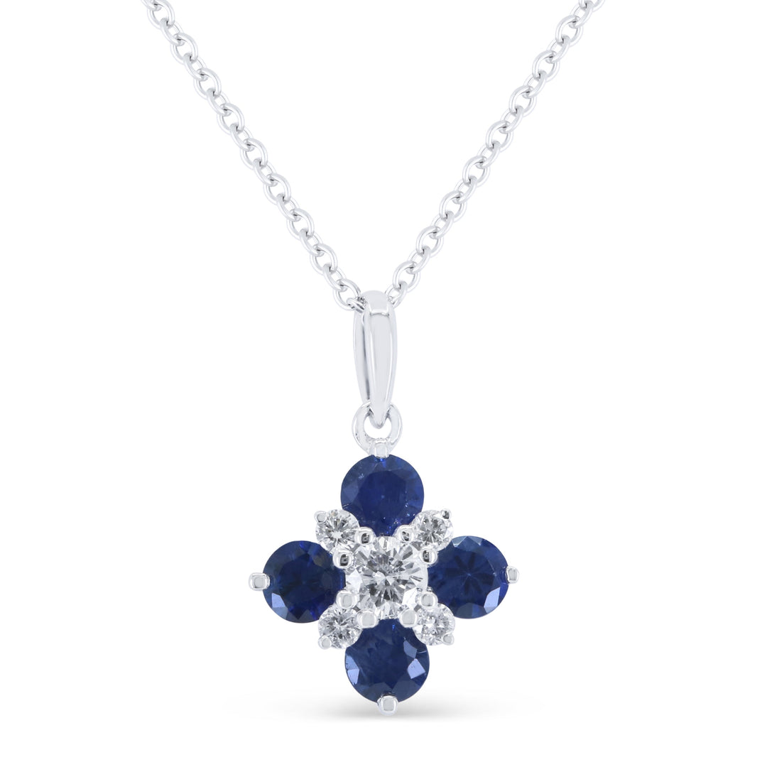 Beautiful Hand Crafted 14K White Gold 3MM Sapphire And Diamond Arianna Collection Pendant