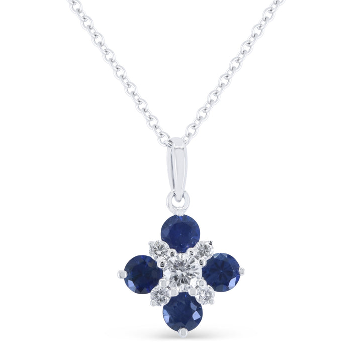 Beautiful Hand Crafted 14K White Gold 3MM Sapphire And Diamond Arianna Collection Pendant