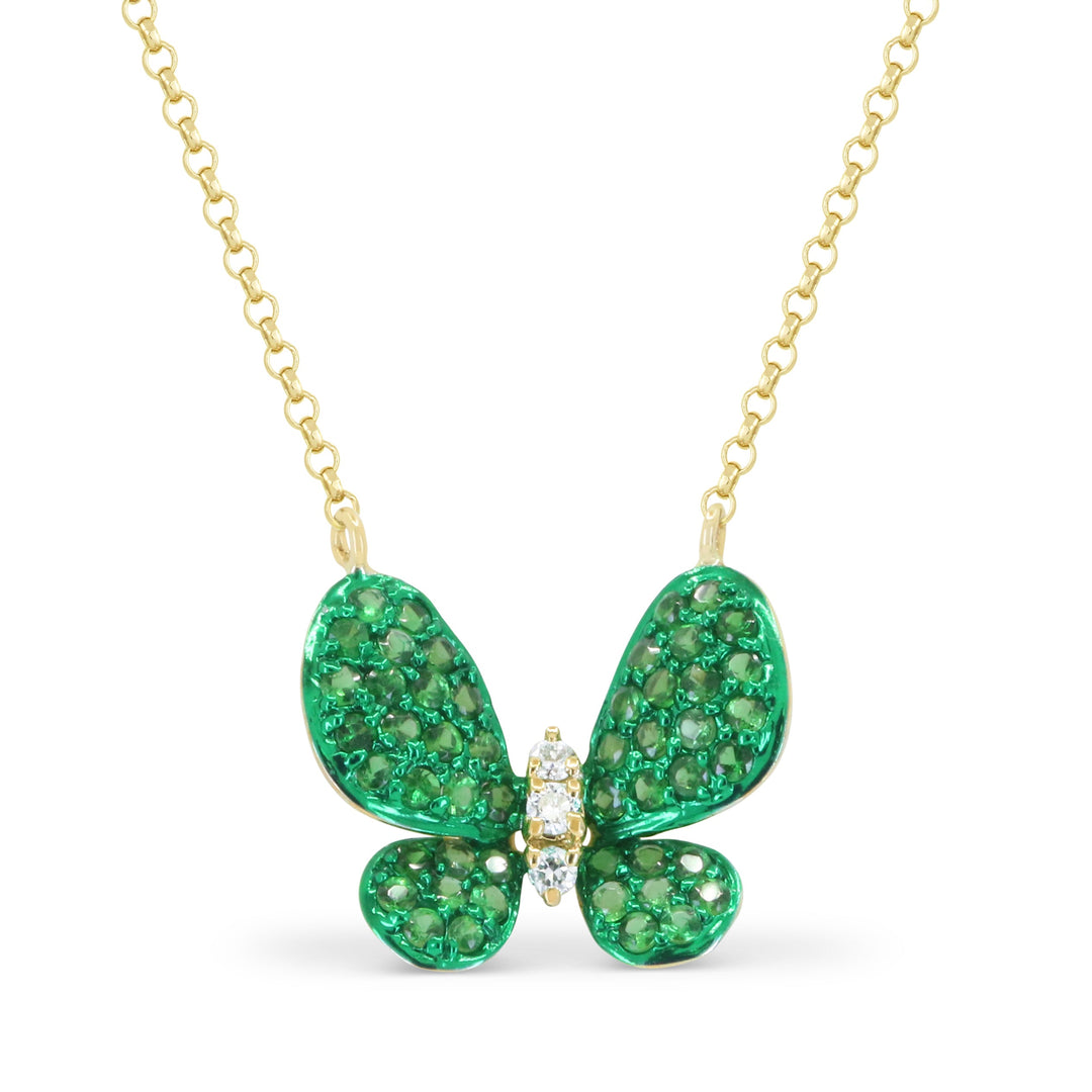 Beautiful Hand Crafted 14K Yellow Gold  Tsavorite And Diamond Arianna Collection Necklace