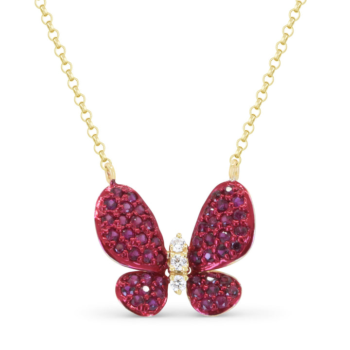 Beautiful Hand Crafted 14K Yellow Gold  Ruby And Diamond Arianna Collection Necklace