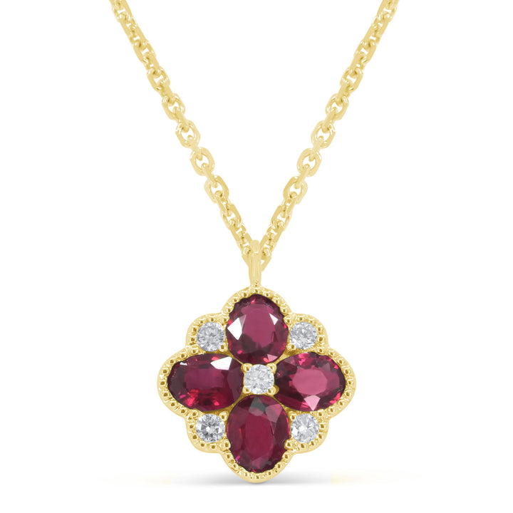 Beautiful Hand Crafted 14K Yellow Gold  Ruby And Diamond Arianna Collection Pendant