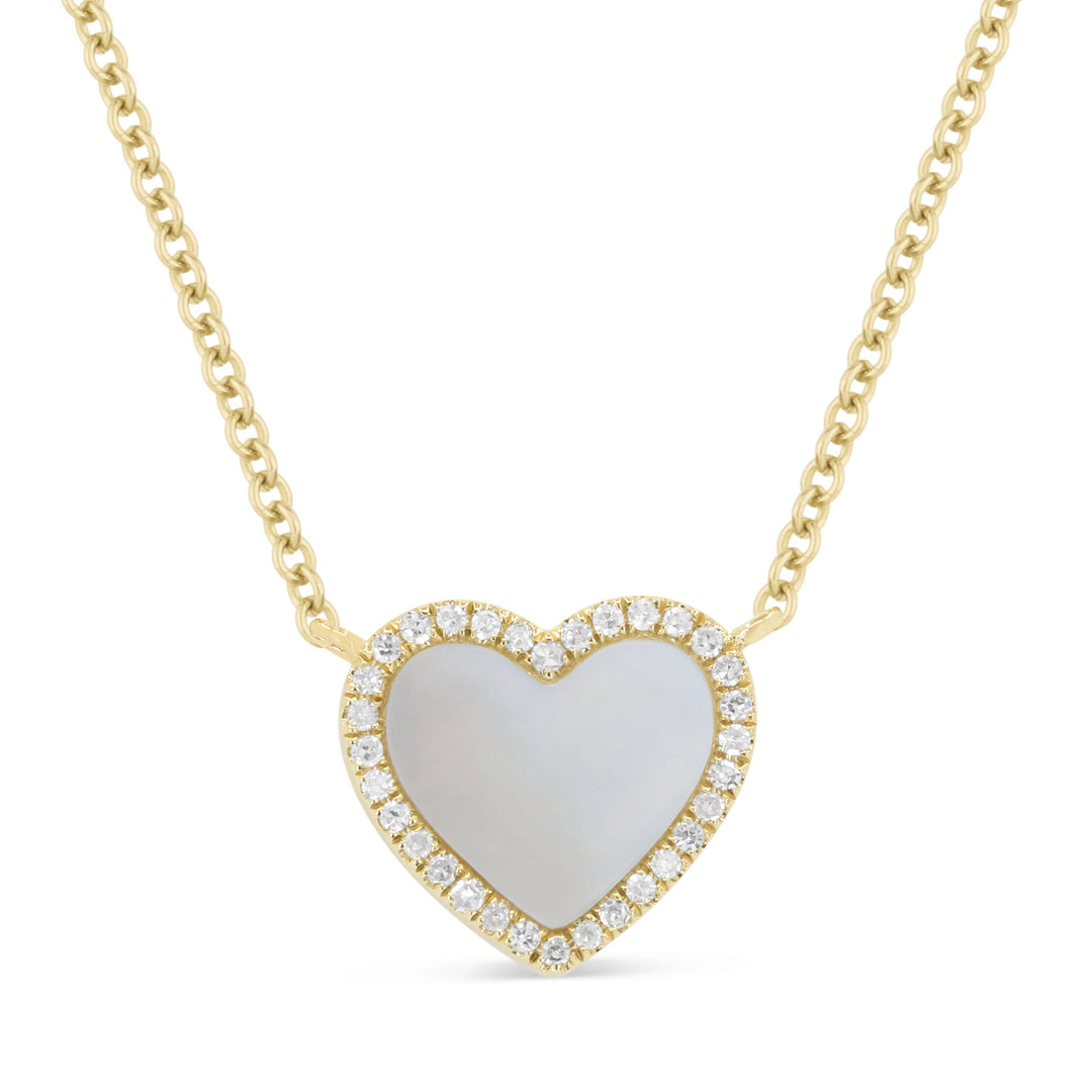 Beautiful Hand Crafted 14K Yellow Gold  Mother Of Pearl And Diamond Milano Collection Necklace