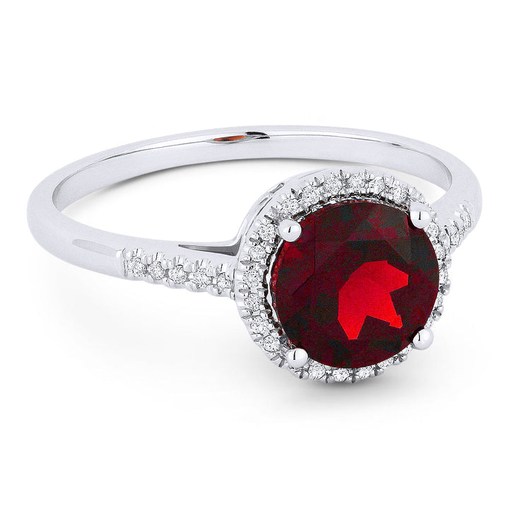 Beautiful Hand Crafted 14K White Gold 7MM Created Ruby And Diamond Essentials Collection Ring