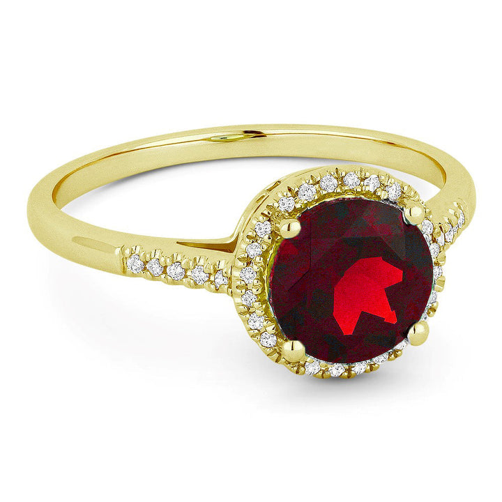 Beautiful Hand Crafted 14K Yellow Gold 7MM Ruby And Diamond Essentials Collection Ring