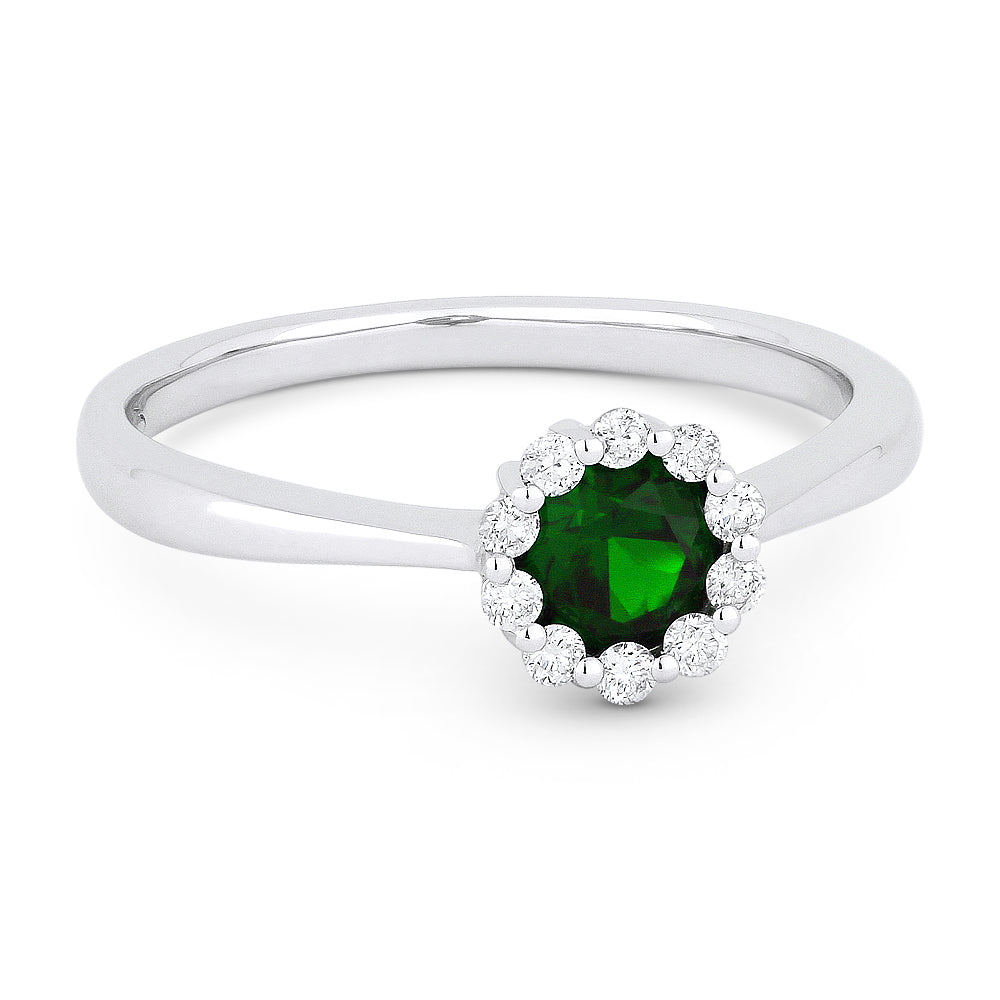 Beautiful Hand Crafted 14K White Gold 4MM Emerald And Diamond Essentials Collection Ring