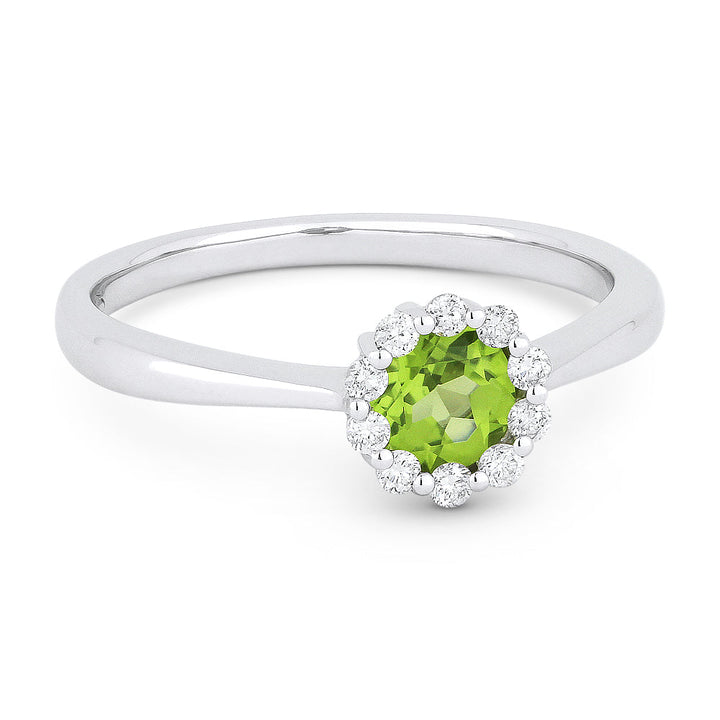 Beautiful Hand Crafted 14K White Gold 4MM Peridot And Diamond Essentials Collection Ring