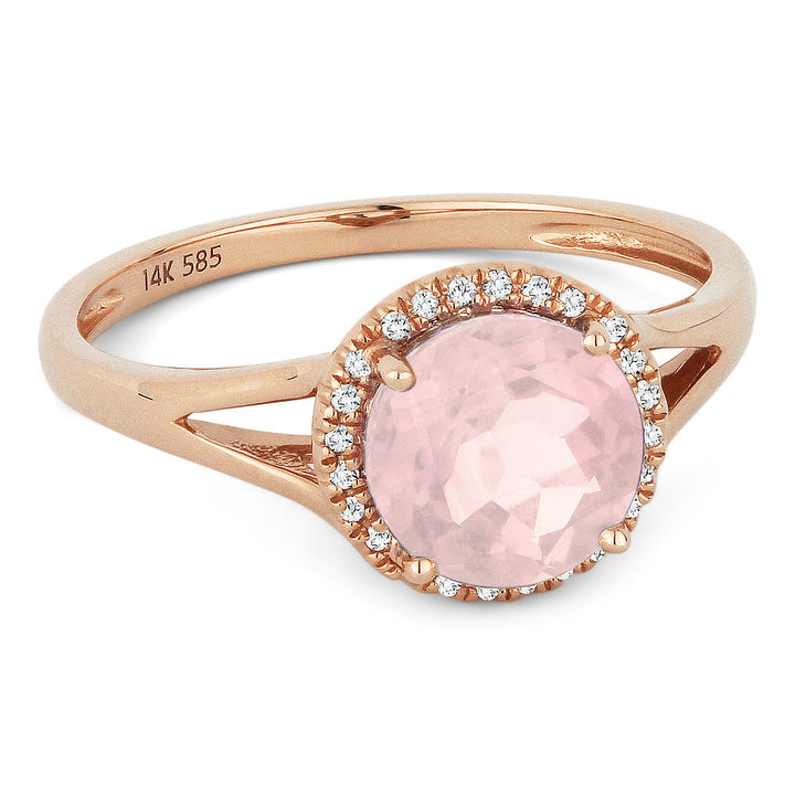 Beautiful Hand Crafted 14K Rose Gold 7MM Created Morganite And Diamond Eclectica Collection Ring