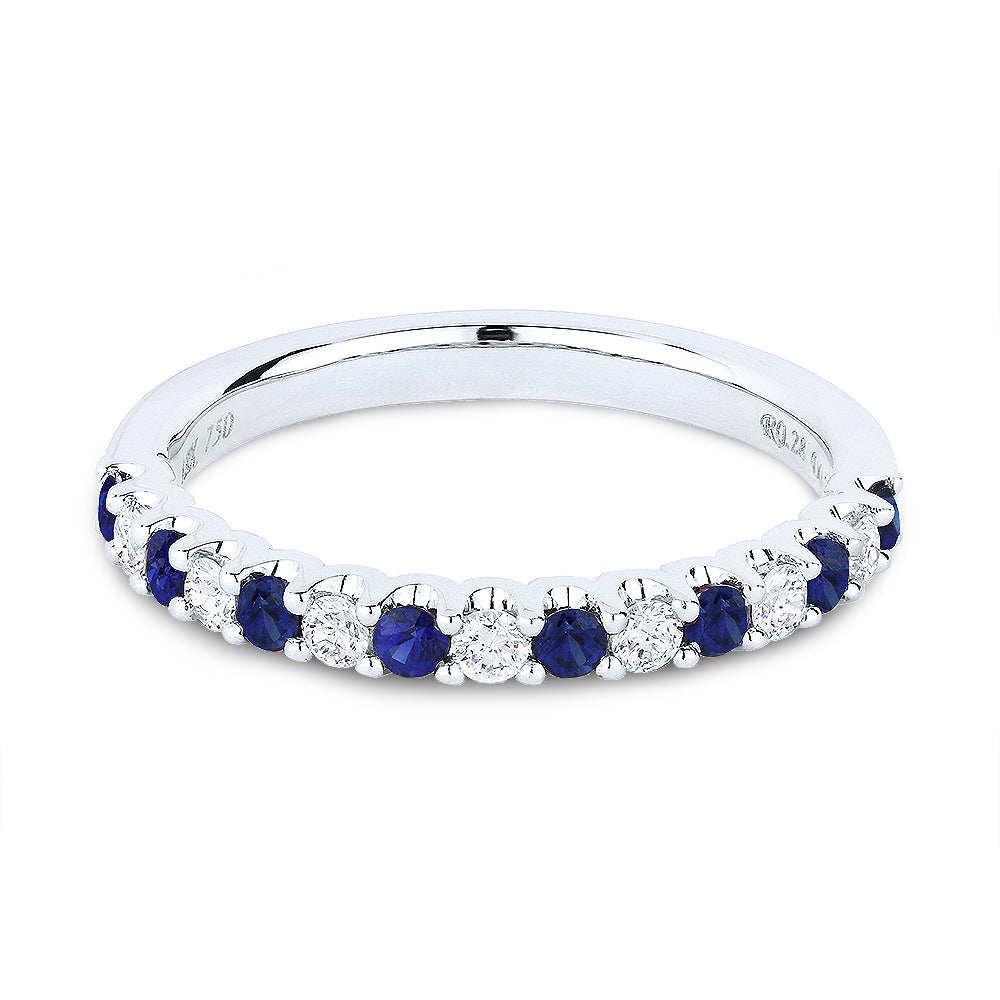 Beautiful Hand Crafted 14K White Gold 2MM Sapphire And Diamond Arianna Collection Ring