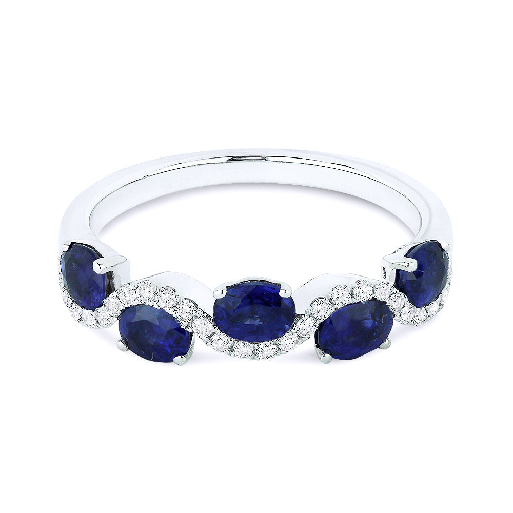 Beautiful Hand Crafted 14K White Gold  Sapphire And Diamond Arianna Collection Ring