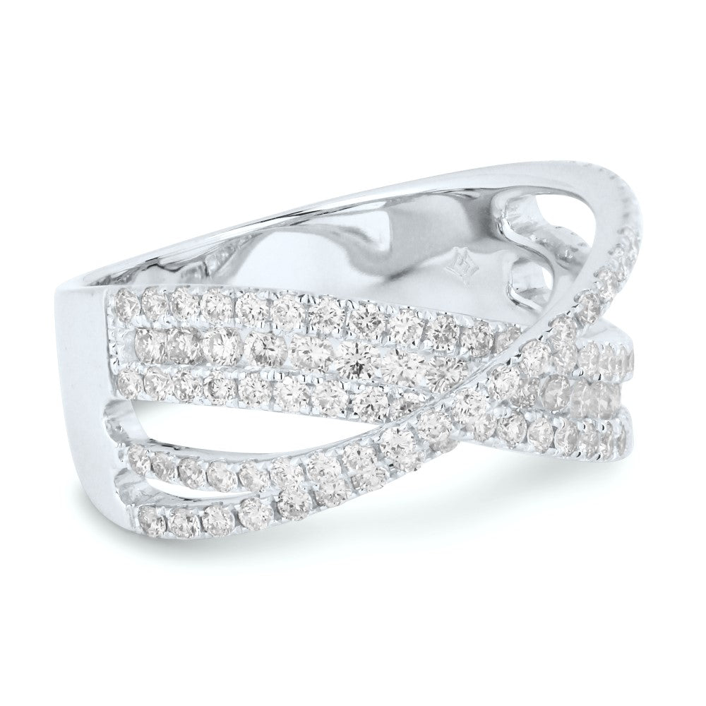 Beautiful Hand Crafted 14K White Gold White Diamond Milano Collection Ring
