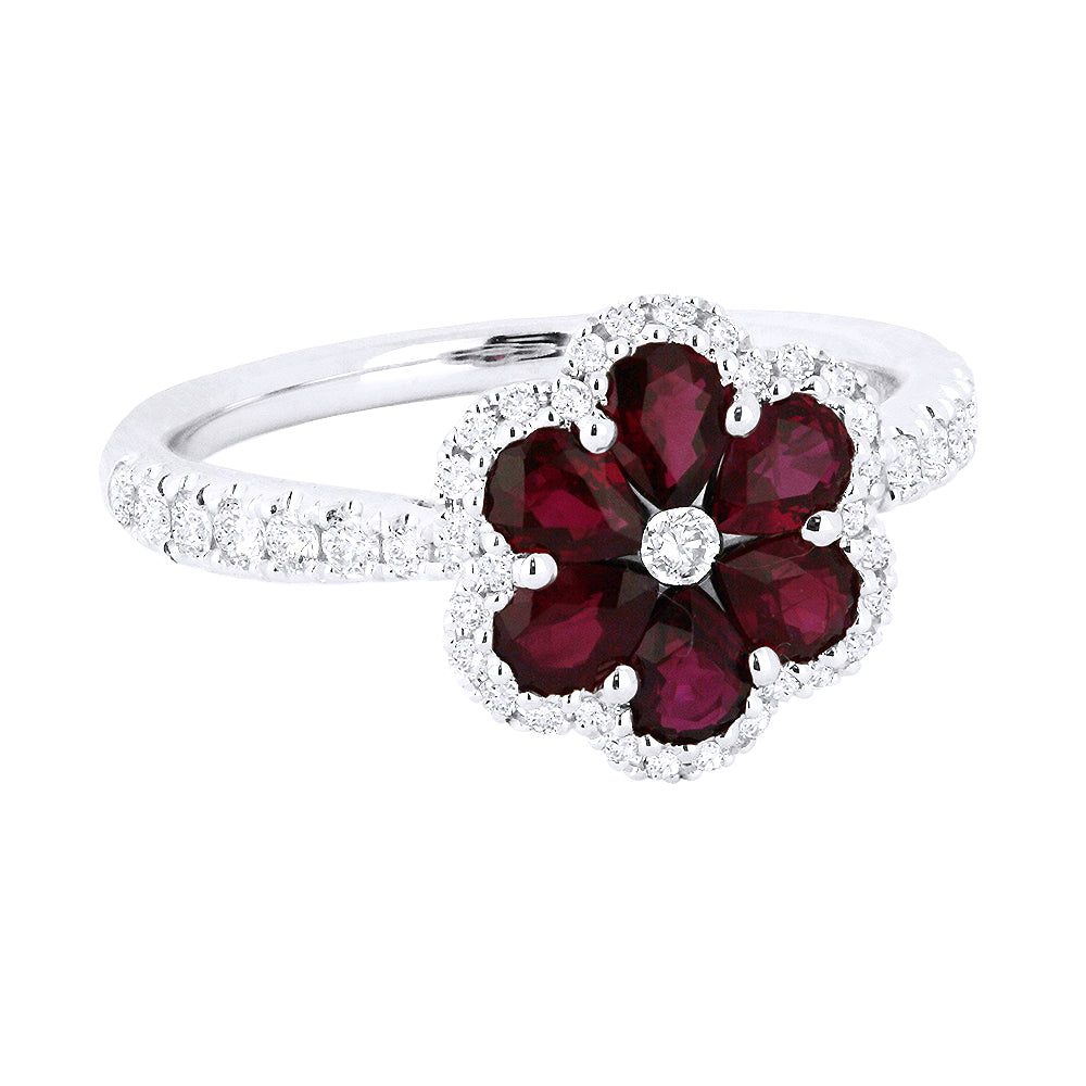 Beautiful Hand Crafted 18K White Gold  Ruby And Diamond Arianna Collection Ring