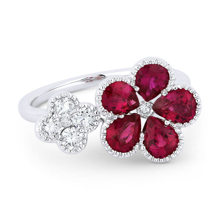 Beautiful Hand Crafted 14K White Gold  Ruby And Diamond Arianna Collection Ring