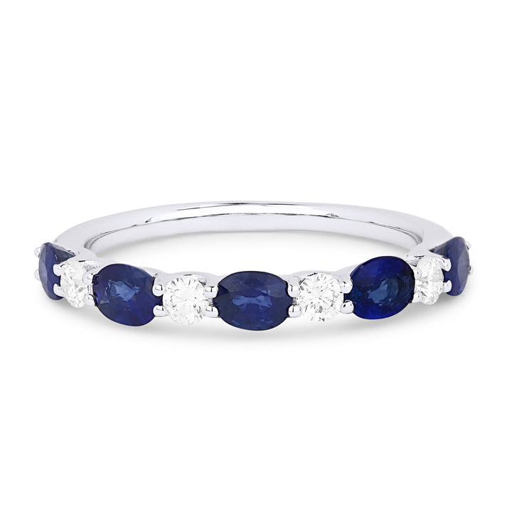 Beautiful Hand Crafted 14K White Gold 3x4MM Sapphire And Diamond Arianna Collection Ring