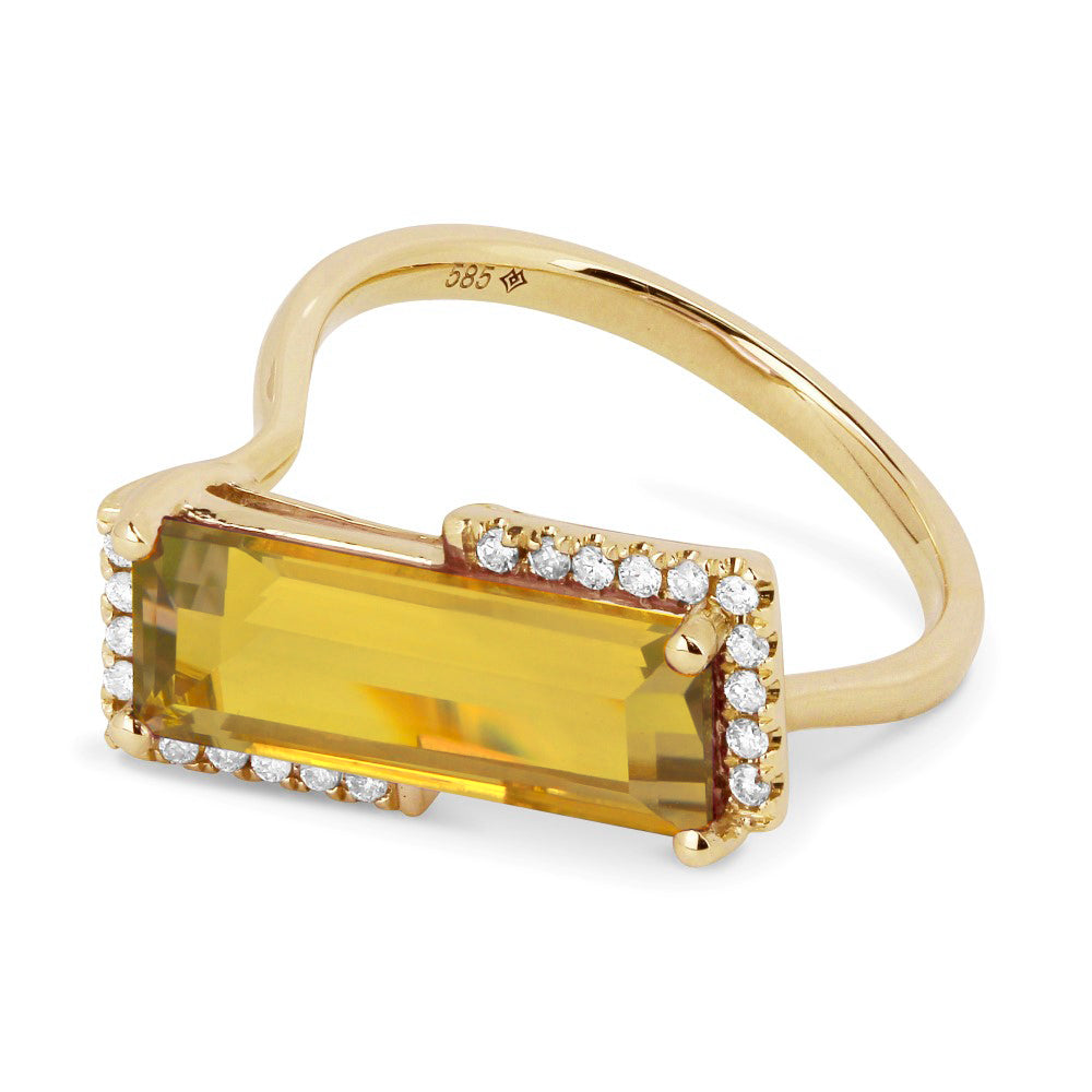 Beautiful Hand Crafted 14K Yellow Gold  Citrine And Diamond Eclectica Collection Ring