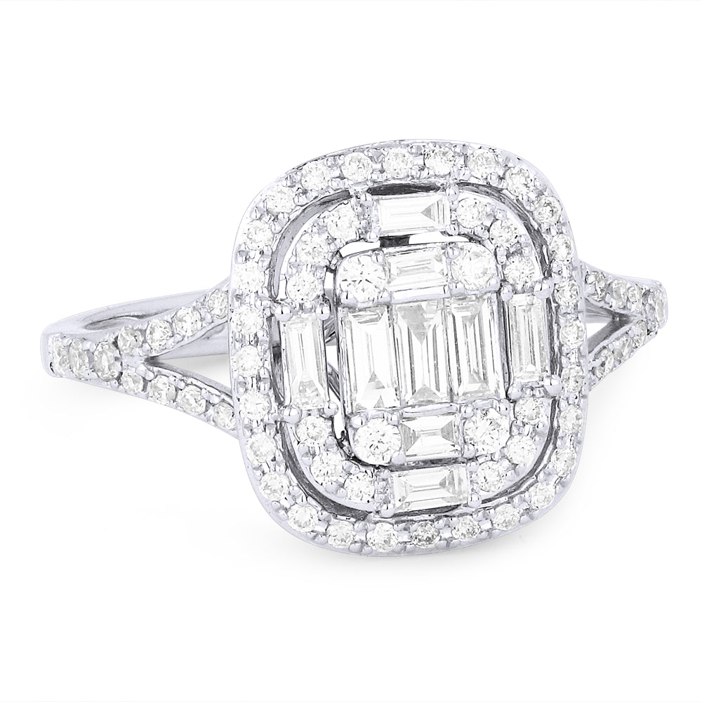 Beautiful Hand Crafted 14K White Gold White Diamond Lumina Collection Ring