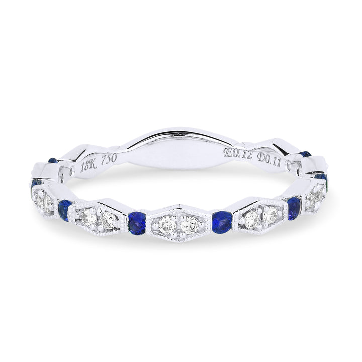 Beautiful Hand Crafted 14K White Gold 2MM Sapphire And Diamond Arianna Collection Ring