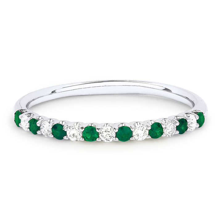 Beautiful Hand Crafted 14K White Gold  Emerald And Diamond Arianna Collection Ring