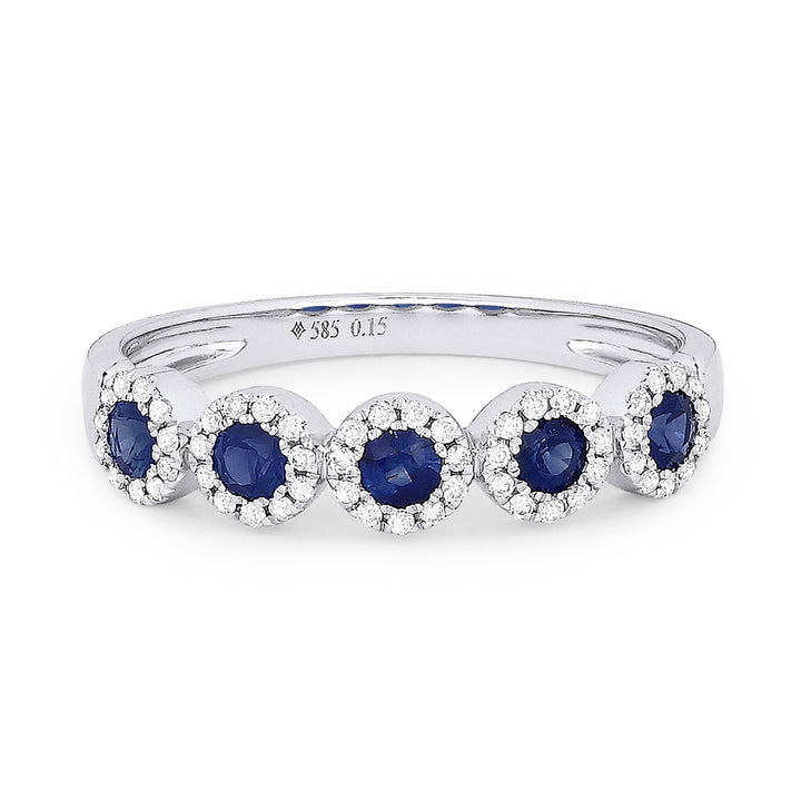 Beautiful Hand Crafted 14K White Gold 3MM Sapphire And Diamond Arianna Collection Ring