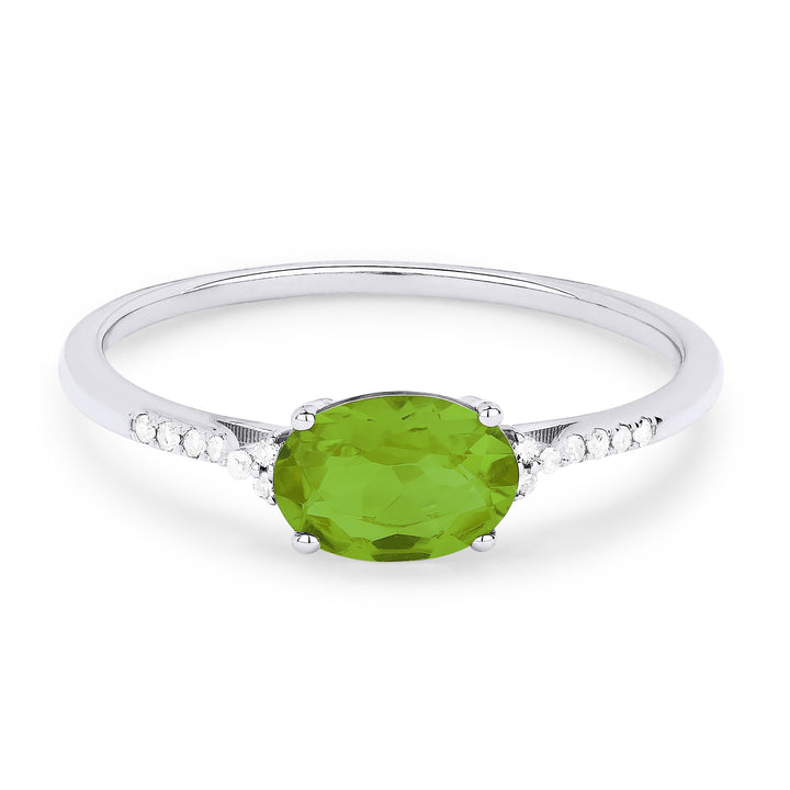 Beautiful Hand Crafted 14K White Gold 5x7MM Peridot And Diamond Essentials Collection Ring