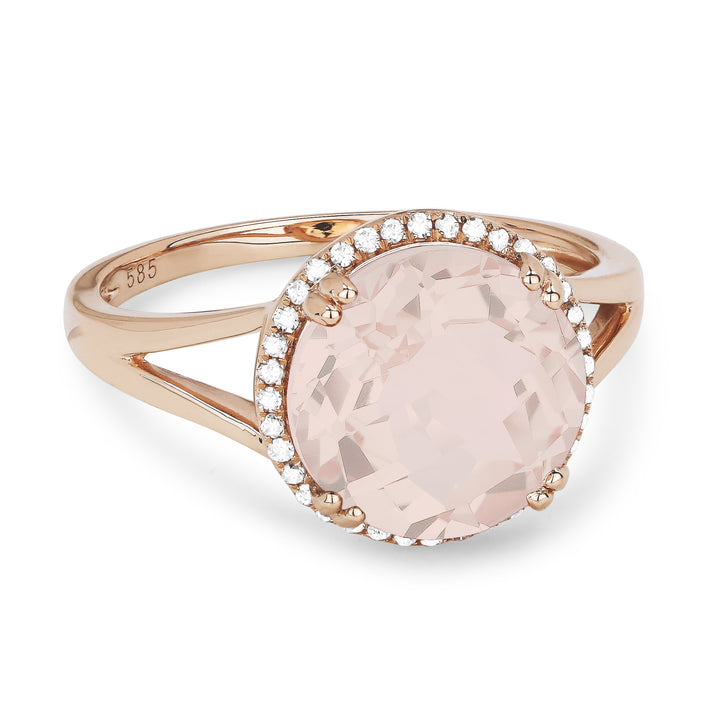 Beautiful Hand Crafted 14K Rose Gold  Created Morganite And Diamond Eclectica Collection Ring