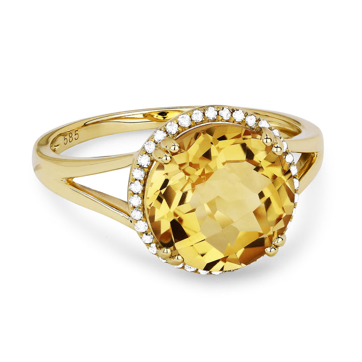 Beautiful Hand Crafted 14K Yellow Gold  Citrine And Diamond Eclectica Collection Ring