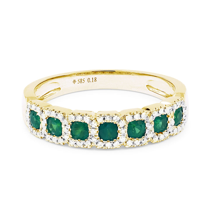 Beautiful Hand Crafted 14K Yellow Gold  Emerald And Diamond Arianna Collection Ring