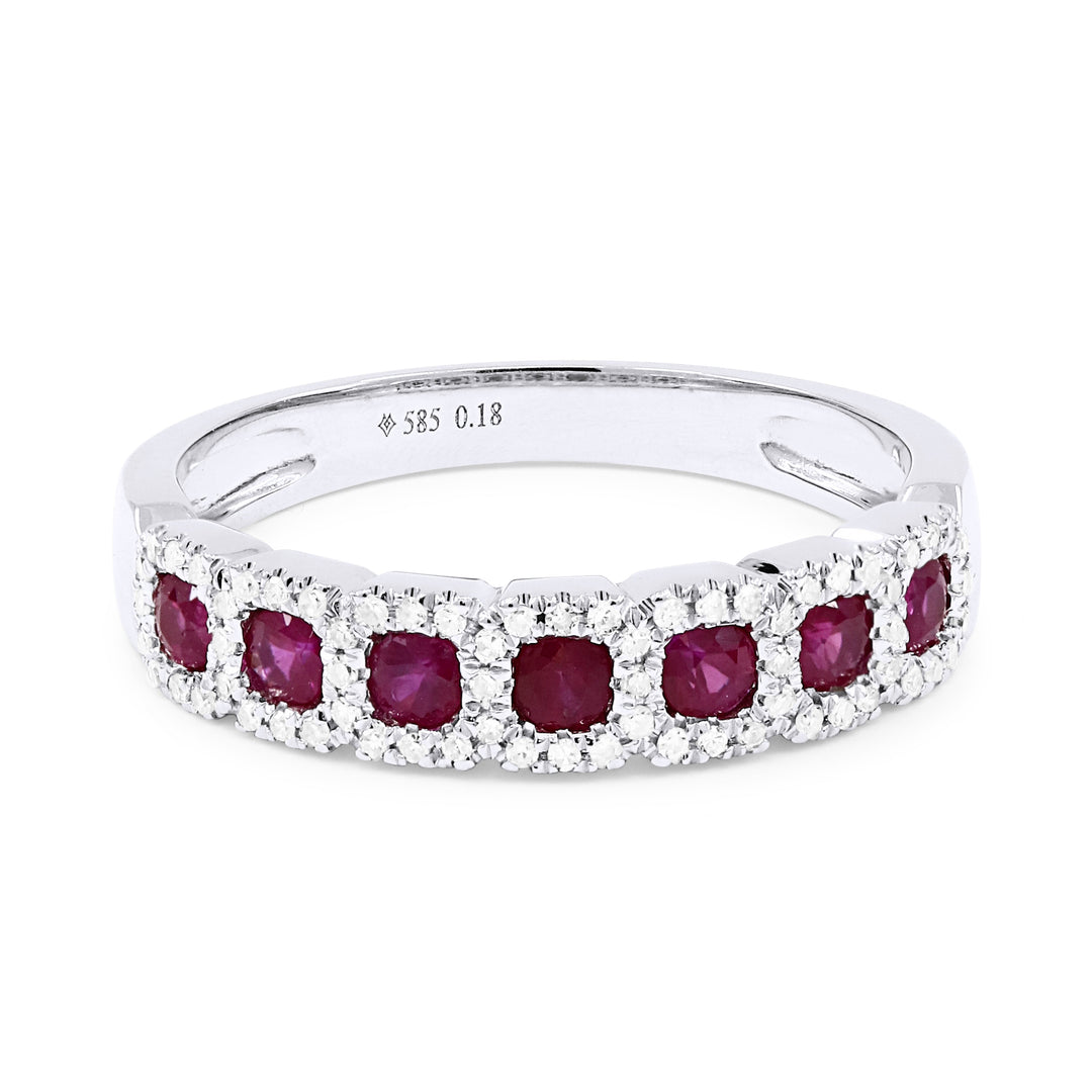 Beautiful Hand Crafted 14K White Gold  Ruby And Diamond Arianna Collection Ring
