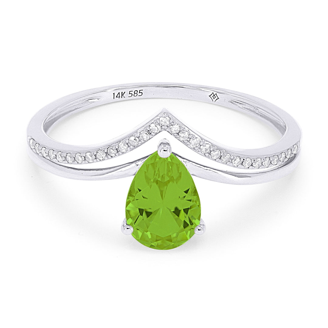 Beautiful Hand Crafted 14K White Gold 5x7MM Peridot And Diamond Essentials Collection Ring