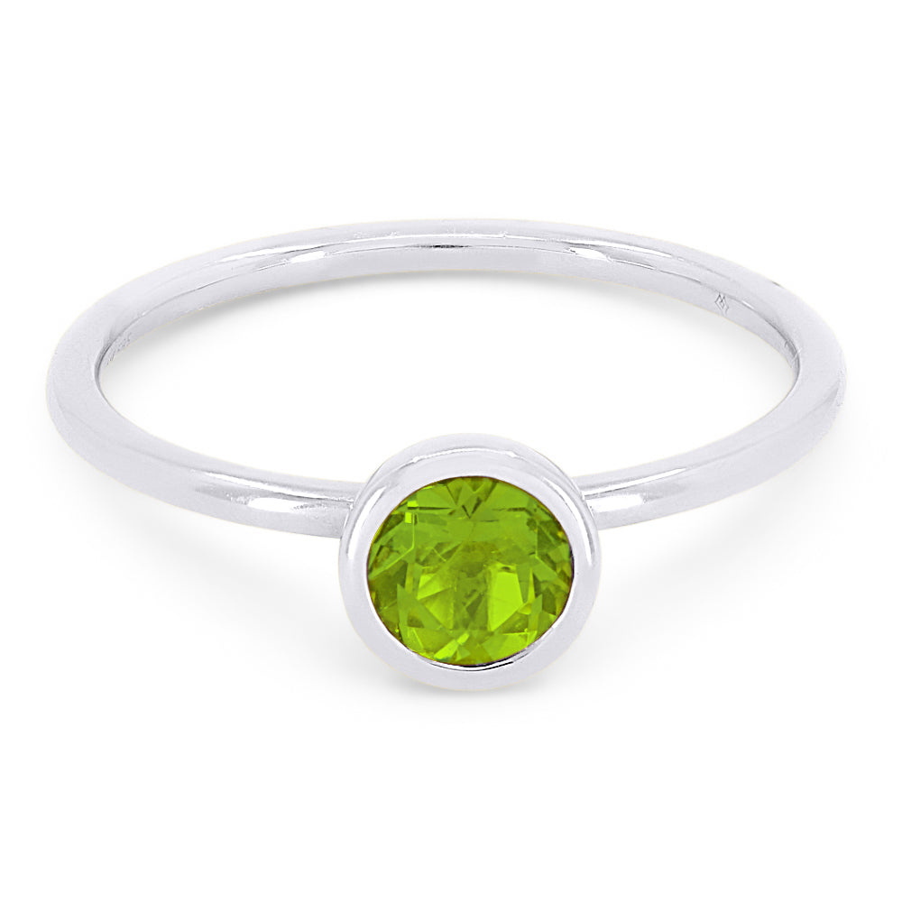 Beautiful Hand Crafted 14K White Gold 5MM Peridot And Diamond Essentials Collection Ring