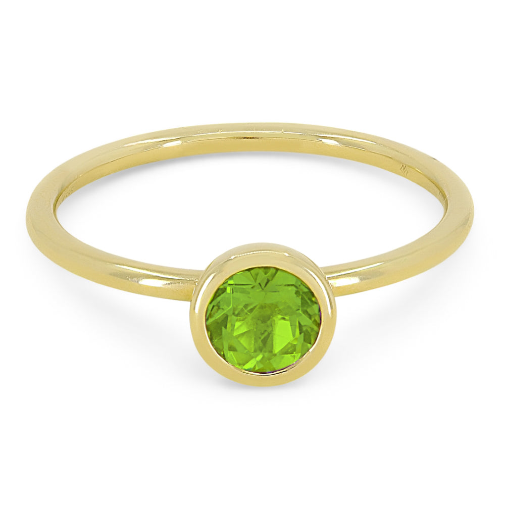 Beautiful Hand Crafted 14K Yellow Gold 5MM Peridot And Diamond Essentials Collection Ring