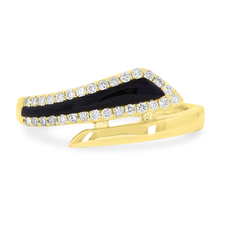 Beautiful Hand Crafted 14K Yellow Gold  Black Onyx And Diamond Milano Collection Ring