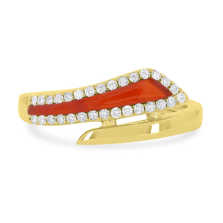 Beautiful Hand Crafted 14K Yellow Gold  Carnelian And Diamond Milano Collection Ring