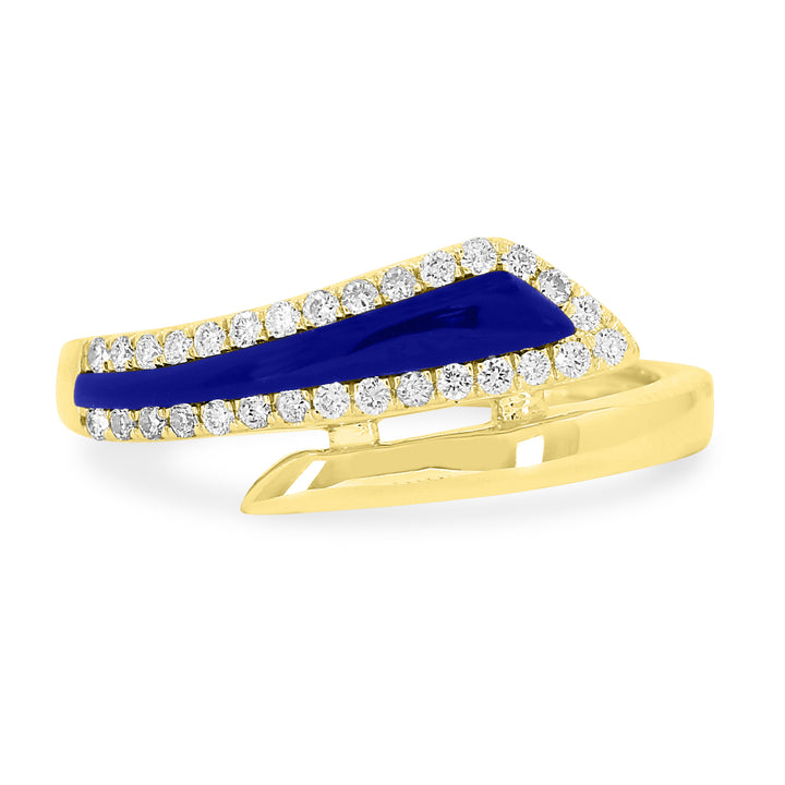 Beautiful Hand Crafted 14K Yellow Gold  Lapis Lazuli And Diamond Milano Collection Ring