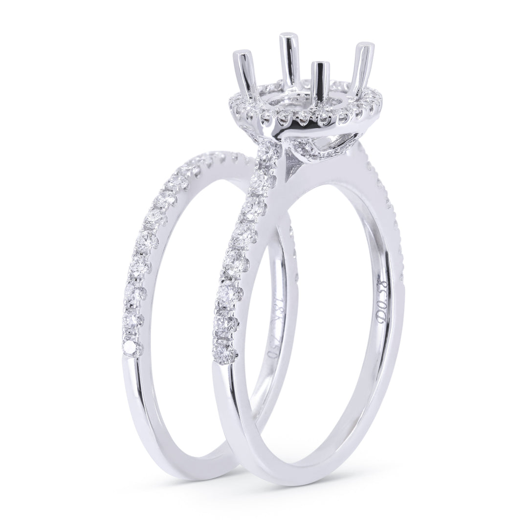Beautiful Hand Crafted 14K White Gold White Diamond Bridal Collection Ring