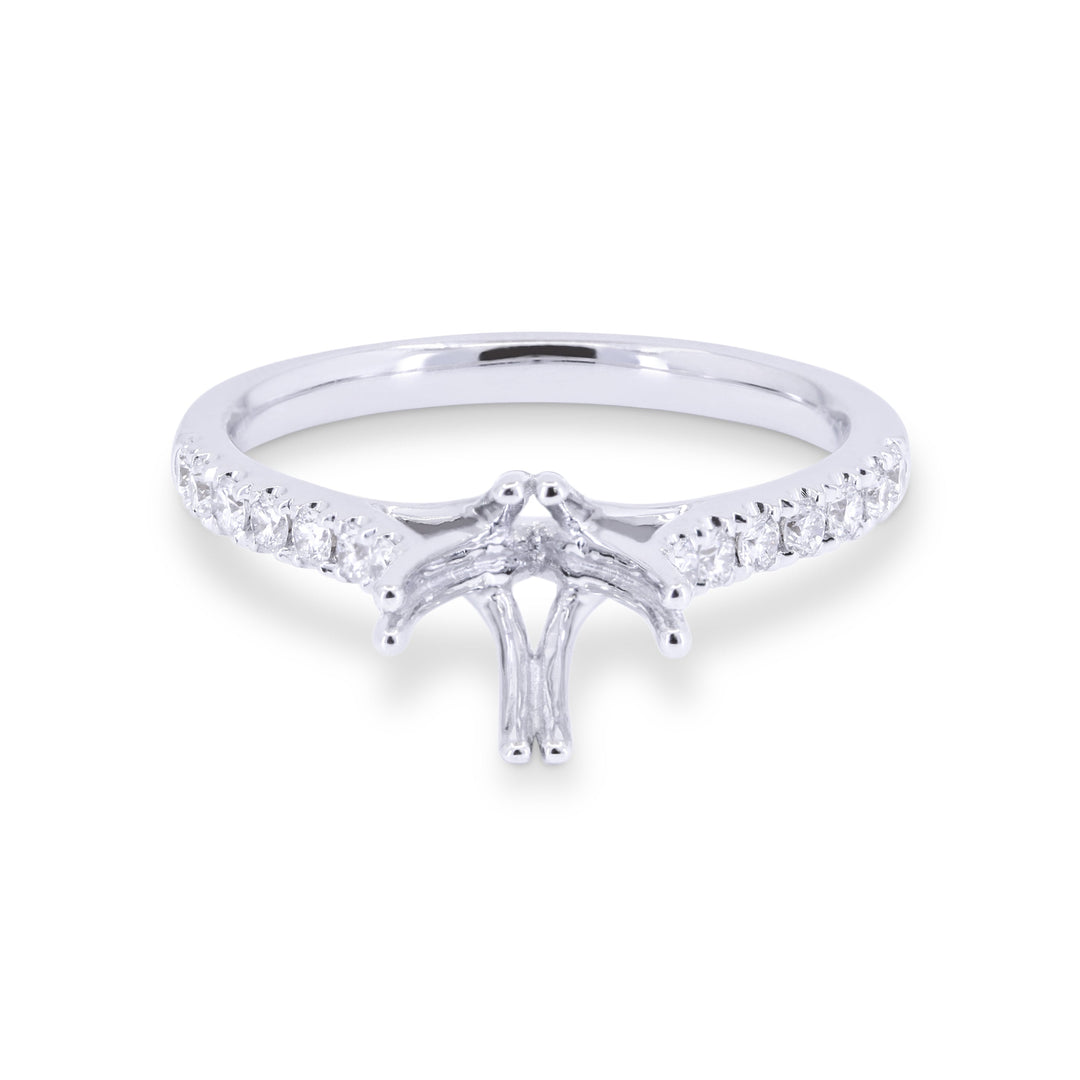 Beautiful Hand Crafted 14K White Gold White Diamond Bridal Collection Ring