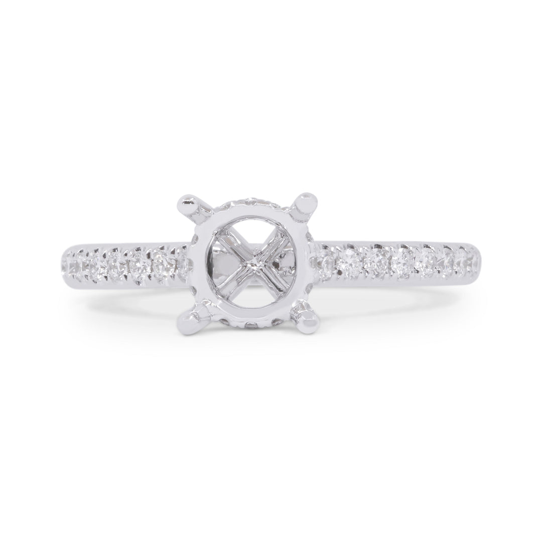 Beautiful Hand Crafted 18K White Gold White Diamond Bridal Collection Ring
