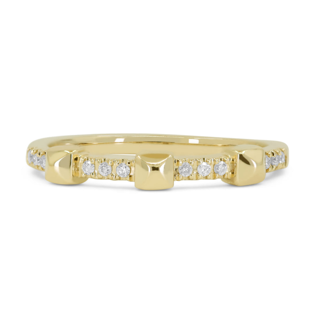 Beautiful Hand Crafted 14K Yellow Gold White Diamond Milano Collection Ring