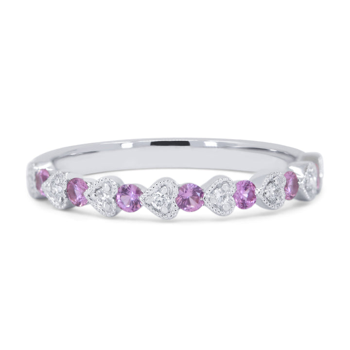 Beautiful Hand Crafted 14K White Gold  Pink Sapphire And Diamond Arianna Collection Ring