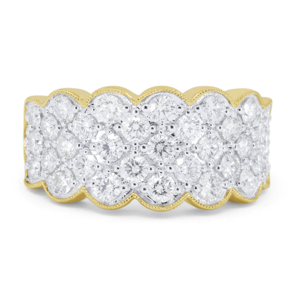 Beautiful Hand Crafted 14K Two Tone Gold White Diamond Milano Collection Ring